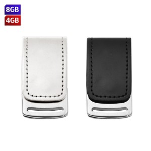 USB Clip Met&aacute;lico con Piel